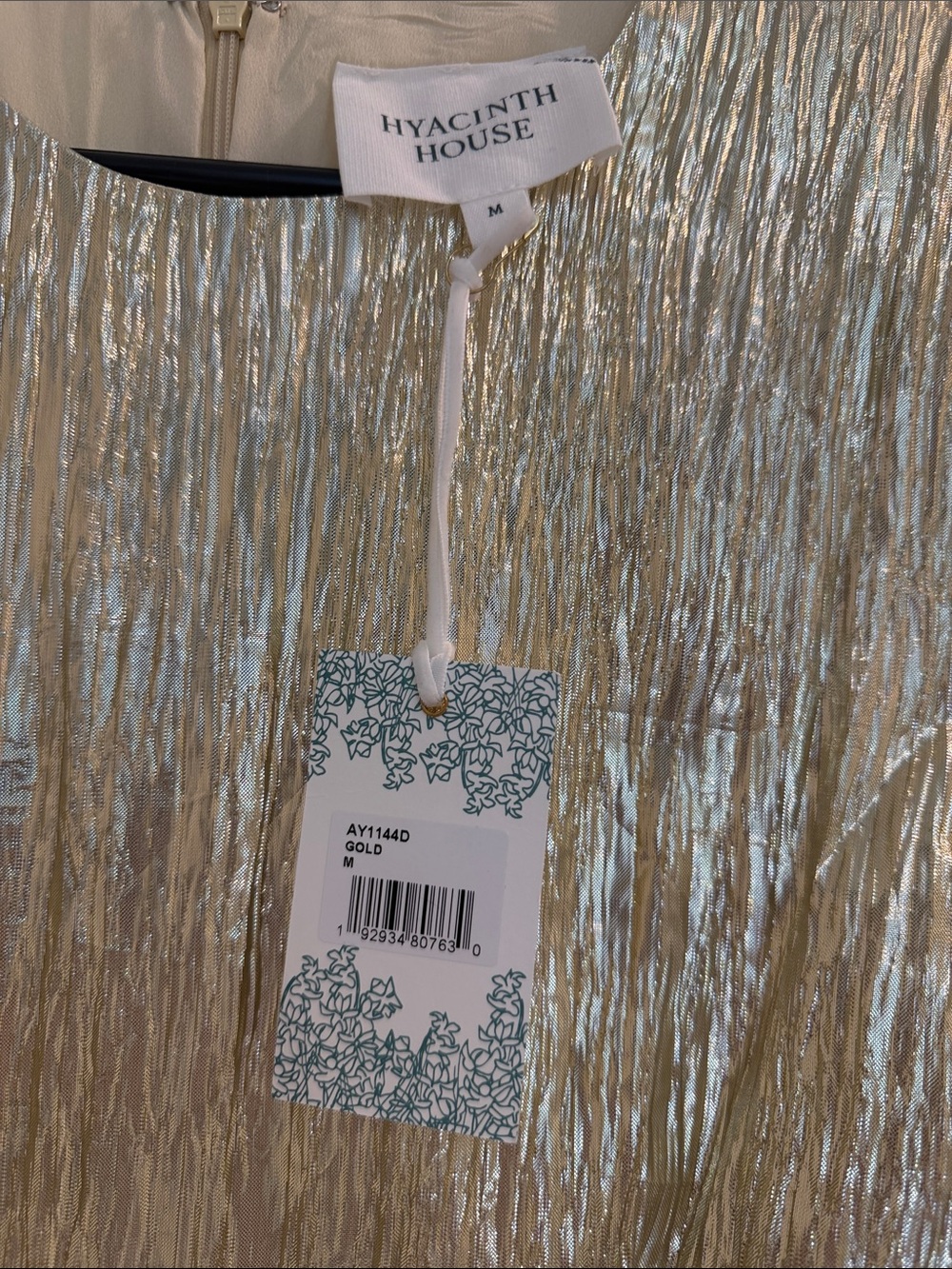 Gold Metallic Tie-Waist Mini Dress - Picture 13 of 16